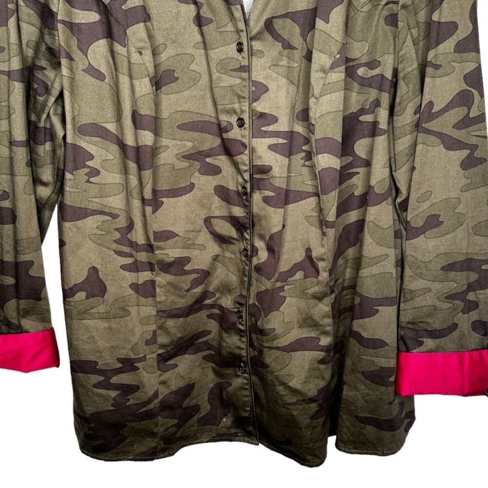 Lane Bryant Camo Top With Embellishments on Collar - Picture 3 of 6